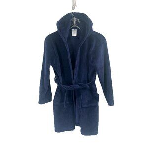 Gap Kids Navy Blue Fleece Robe Hooded Bathrobe Belt Sz Youth 10